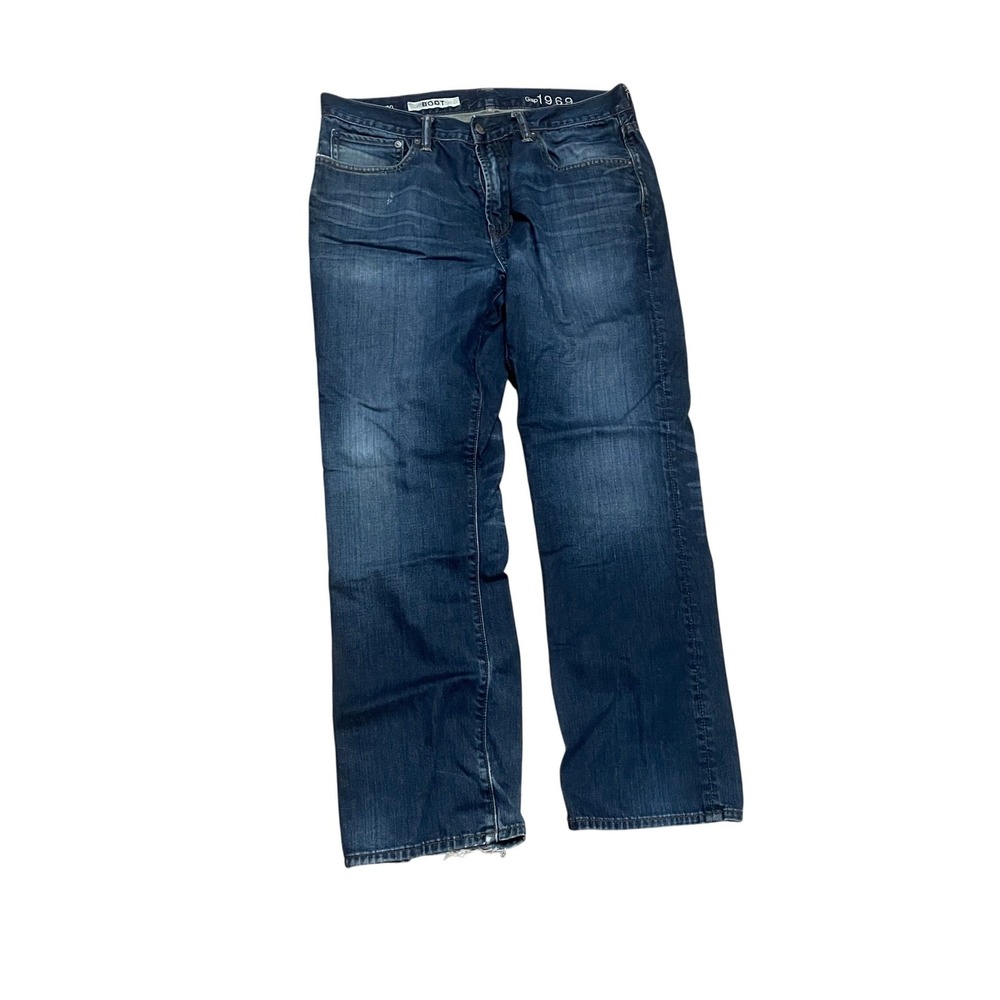 Gap 1969 Rockaway Bootcut Jeans Mens 34x30 Dark Wash Blue Ring Spun Cotton Denim